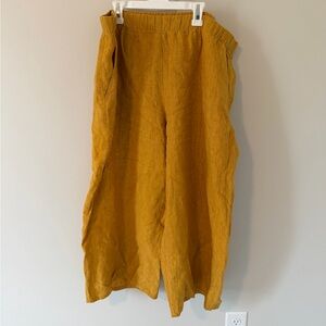 Eileen Fisher Organic Linen Lantern Pants Mustard Yellow Elastic Waist Size 1X